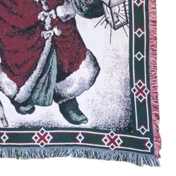 Christmas Vintage BEACON Santa Claus Blanket/Throw Tapestry #508 48"x64" - Picture 6 of 9